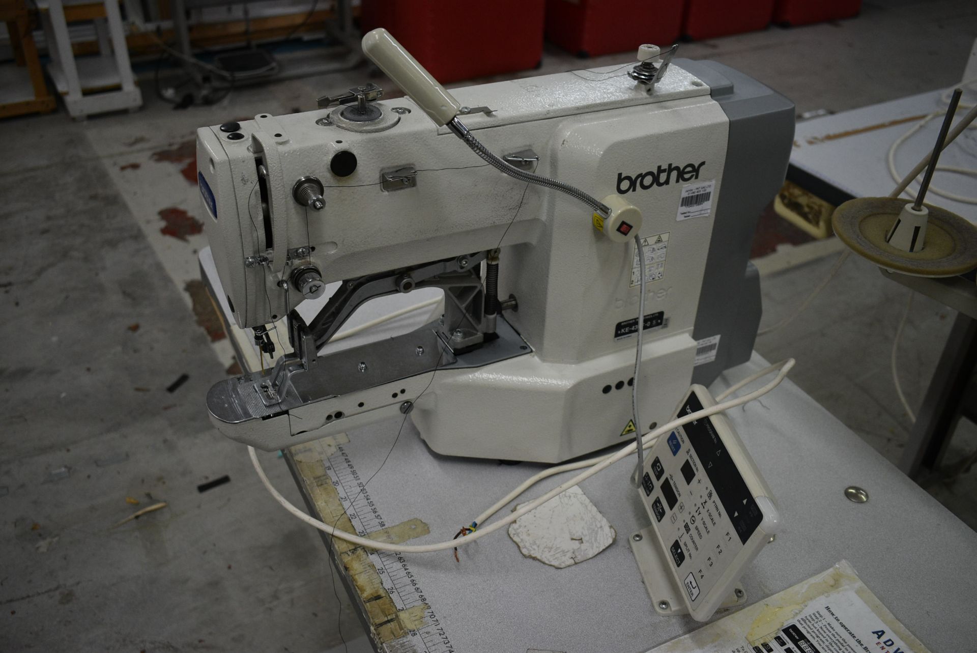 Brother KE-430F-05 BAR TACK SEWING MACHINE, serial no. F1Z28025, with KX430F control, electric motor - Image 3 of 7