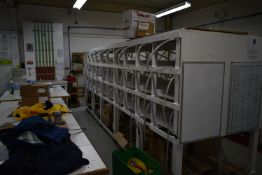 Wood Framed Life Jacket Inflation Test Bench, approx. 5.5m x 1.45m x 2m high, with test bench,