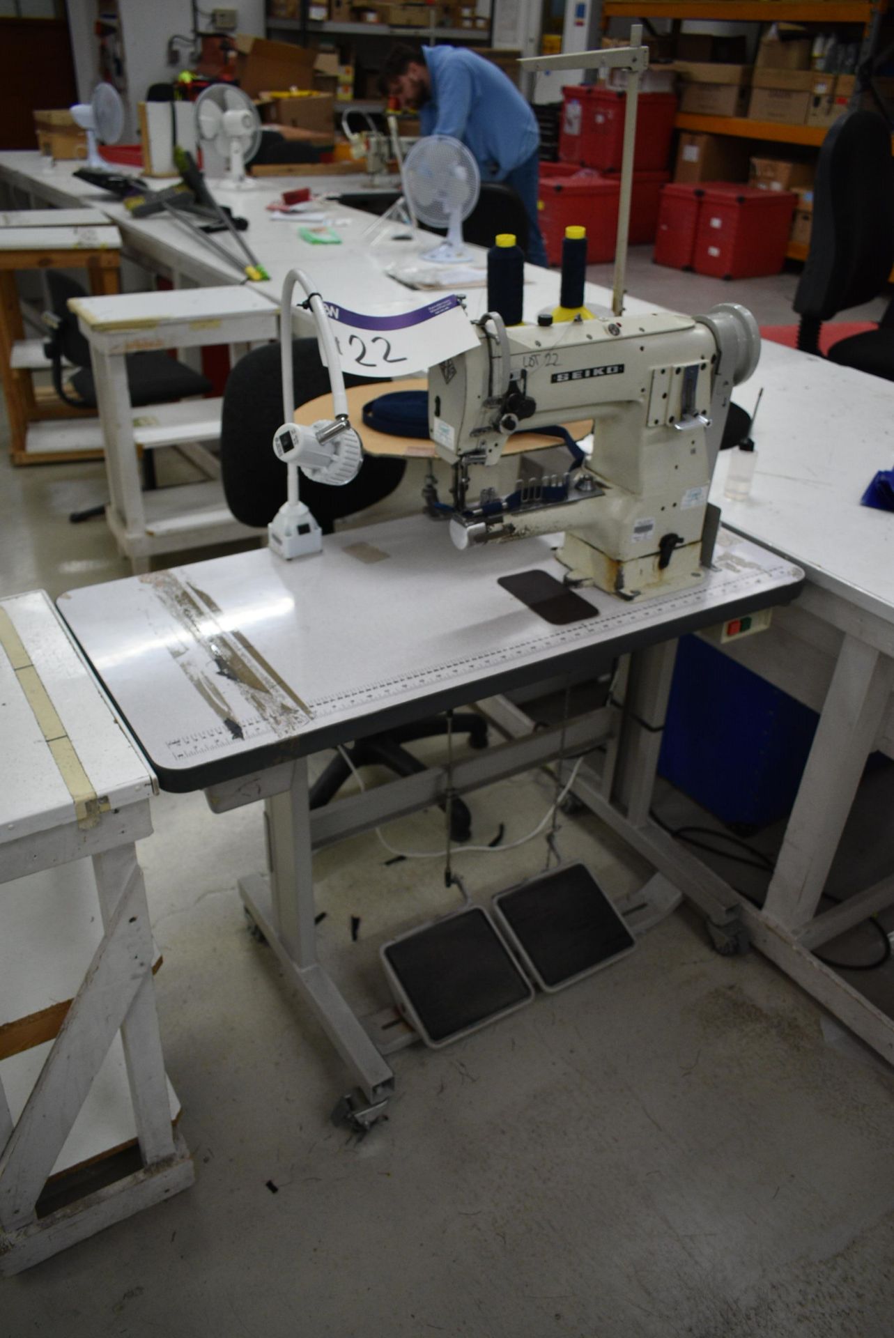 Seiko CYLINDER BED SEWING MACHINE, serial no. LC 1511006, with Wimsew DOL12L motor 220V and