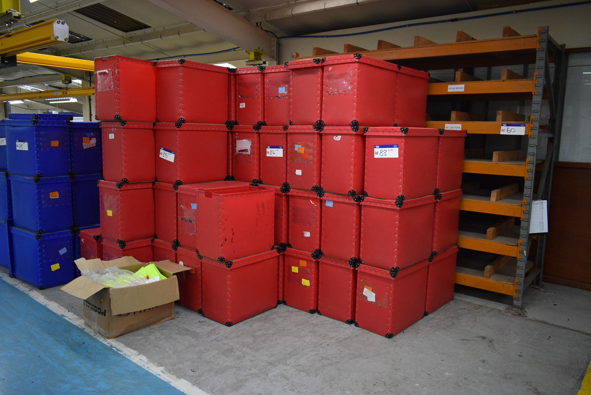 Approx. Ten Plastic Storage Boxes, approx. 600mm x 340mm x 550mm (red)Please read the following
