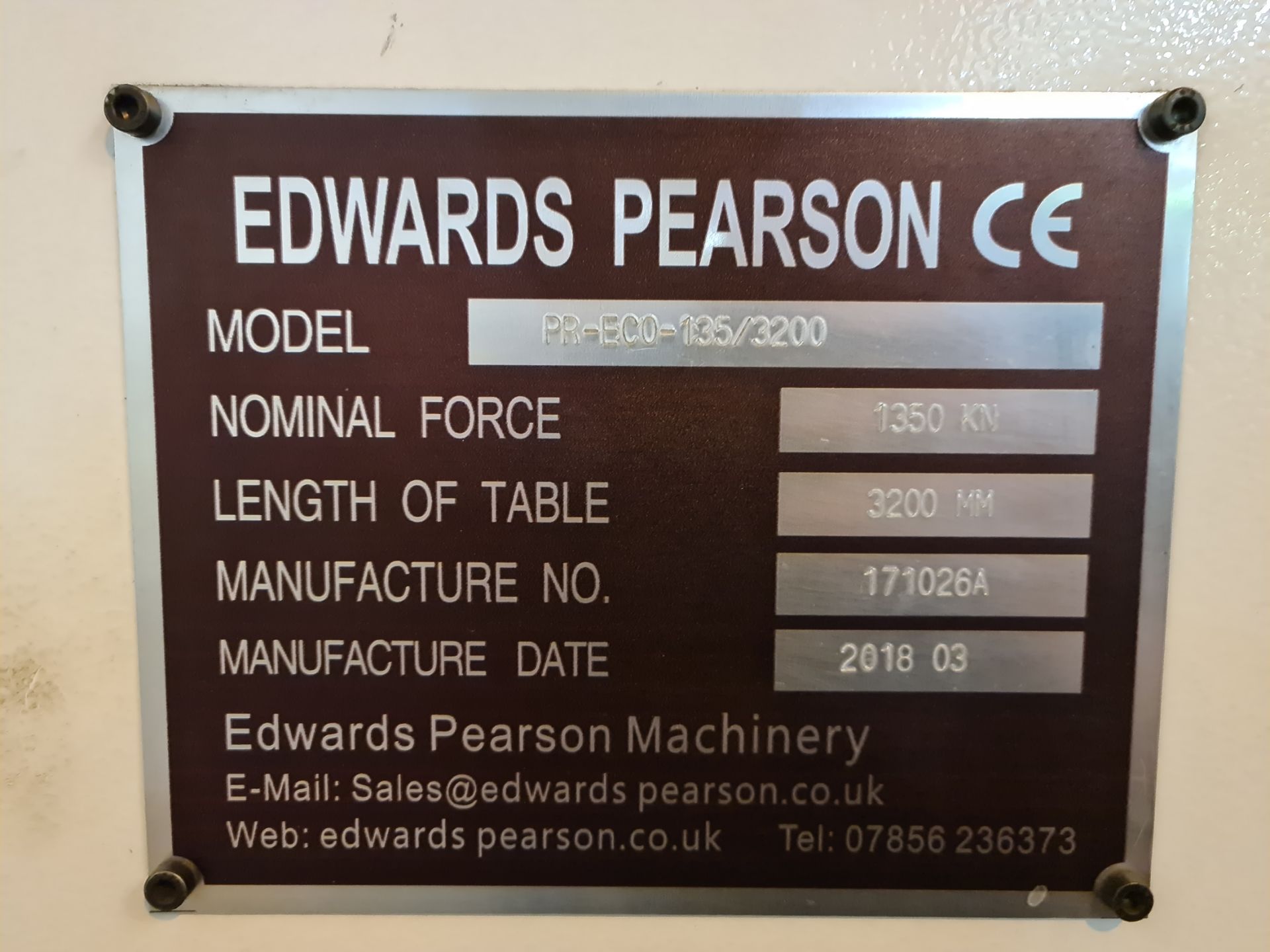 Edwards Pearson PR-ECO-135/3200 135 Ton CNC Hydrau - Image 5 of 6