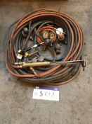 Oxy-Acetylene Cutting Torch, with various gauges a