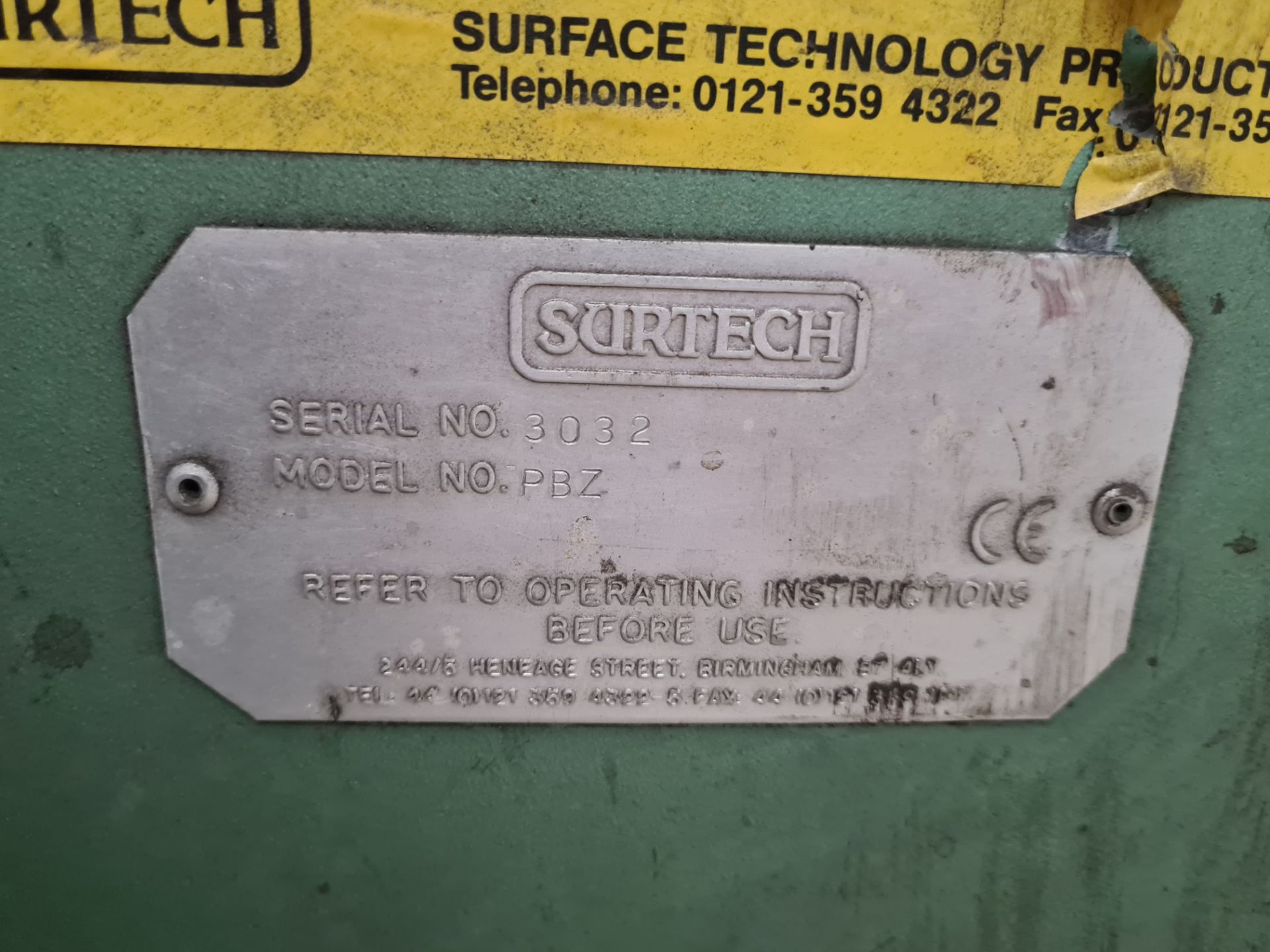 Surtech Model PBZ Mobile Tube Polisher, serial no. - Image 2 of 2