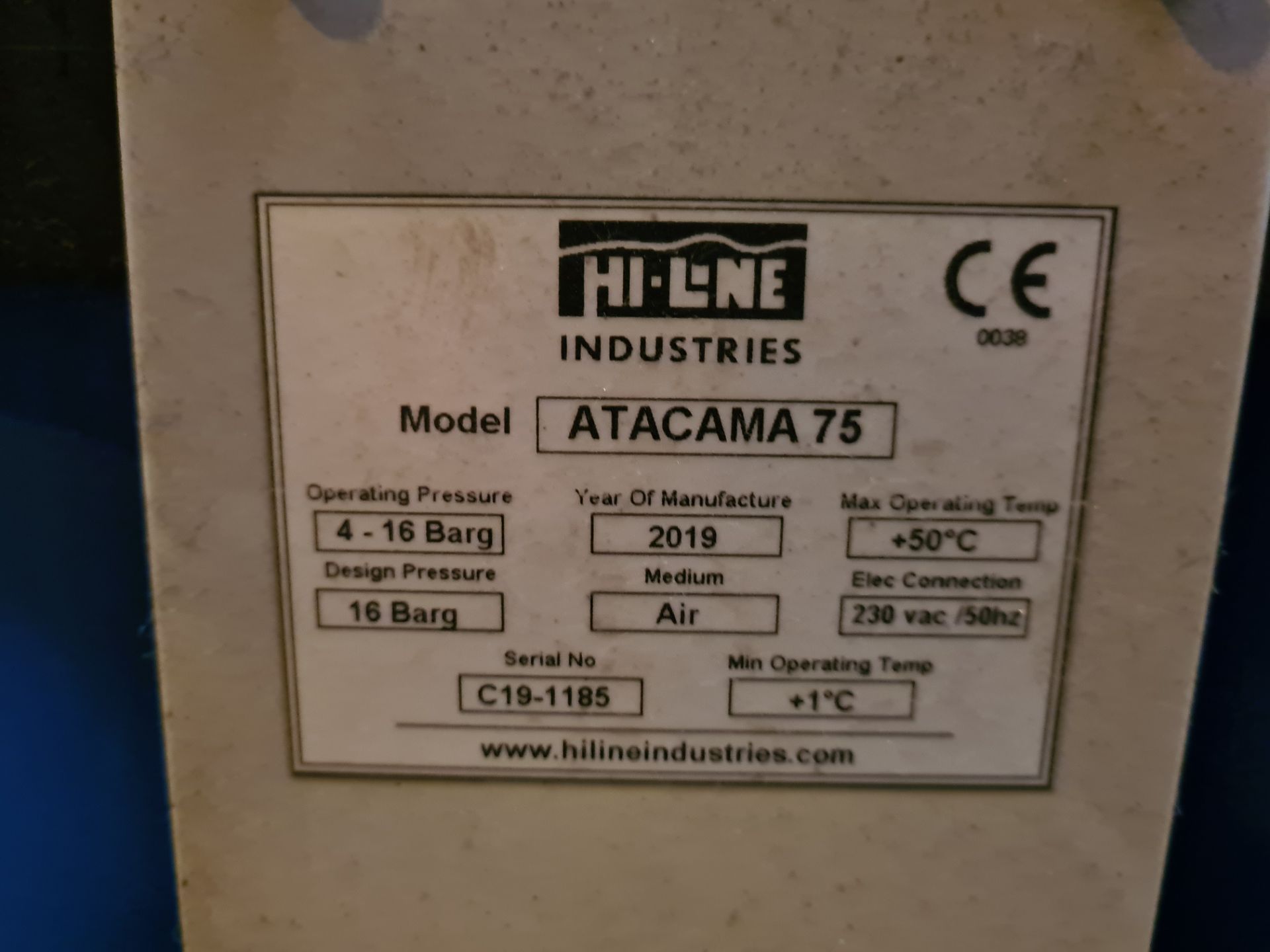 Hi Line ATACAMA 75 Desiccant Dryer, serial no. C19 - Image 4 of 4