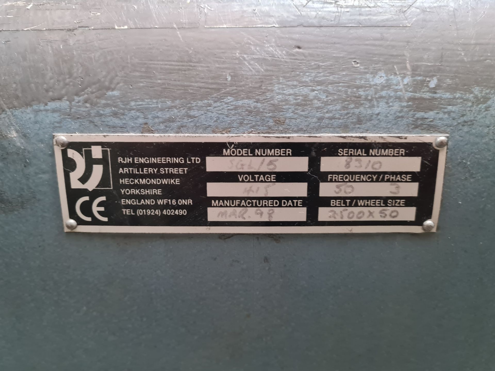 RJH Model SGL/5 Double Sided Belt Linisher, serial - Image 2 of 2