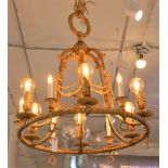 Early 20th C French Gilt Chandelier