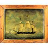 Reverse Glass Maritime Painting, American
