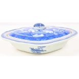 Chinese Blue & White Porcelain Dish & Lid