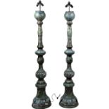 Monumental Pair Chinese Cloisonne Floor Lamps