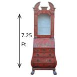 Italian Chinoiserie Red Carved Gilt Secretary