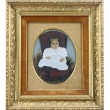 19th C Hand Painted Photo of a Child