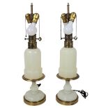 Pair of 19th C. Gilt Brass & Glass Lamp