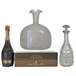 (2) 19th C. Glass Decanters & Bottled Champagne