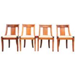 4 Custom Swedish Biedermeier White Uphol Chairs