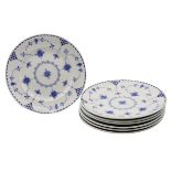 (7) Johnson Bros Blue and White Plates