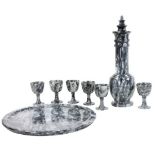 Set of Stone Tray w/ Chalices and Drink Vessel