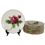 Set of 12 English Minton Gilt Rim Floral Plates