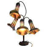John Cook Studios Bronze Art Glass Lily Lamp