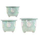 (3) Japanese Porcelain Cache Pots