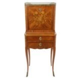 Early 20th French Inlaid Marble Top Secretary Desk