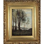 19th C. French Barbizon Landscape, Oil on Panel