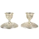 Pair Antique Silver Relief Candlesticks