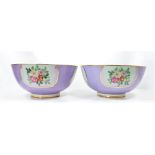20th C Pair of Gilt Floral Punch Bowls