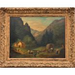 19th C Landscape Scene, Oil on Board