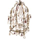 19th C French Chandelier Bronze w/ Prisms