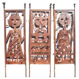 (3) Metal Paneled Figural Screens