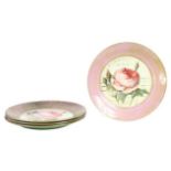 Set of (4) Ceramic Rose Luncheon Plates