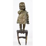 Bronze Statue Child on Stool