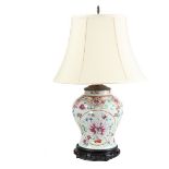 Early Chinese Famille Enameled Vase/Lamp