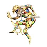 Harlequin Brooch/Pendant 18K Italy, 24.8 DWT.