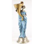 Likely Bronze Figural Sculpture Female/Cornucopia