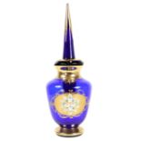 Bohemian Cobalt Blue & Gilt Bottle w Stopper