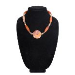 Orange beaded Necklace w Pendant
