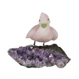 Stone Bird on Amethyst Base