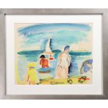 Beach Scene, Signed Watercolor