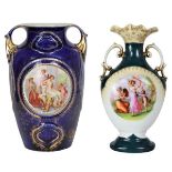(2) Antique Austrian Double-Handled Vases