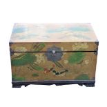 Large Japanese Polychrome Rectangular Lidded Trunk