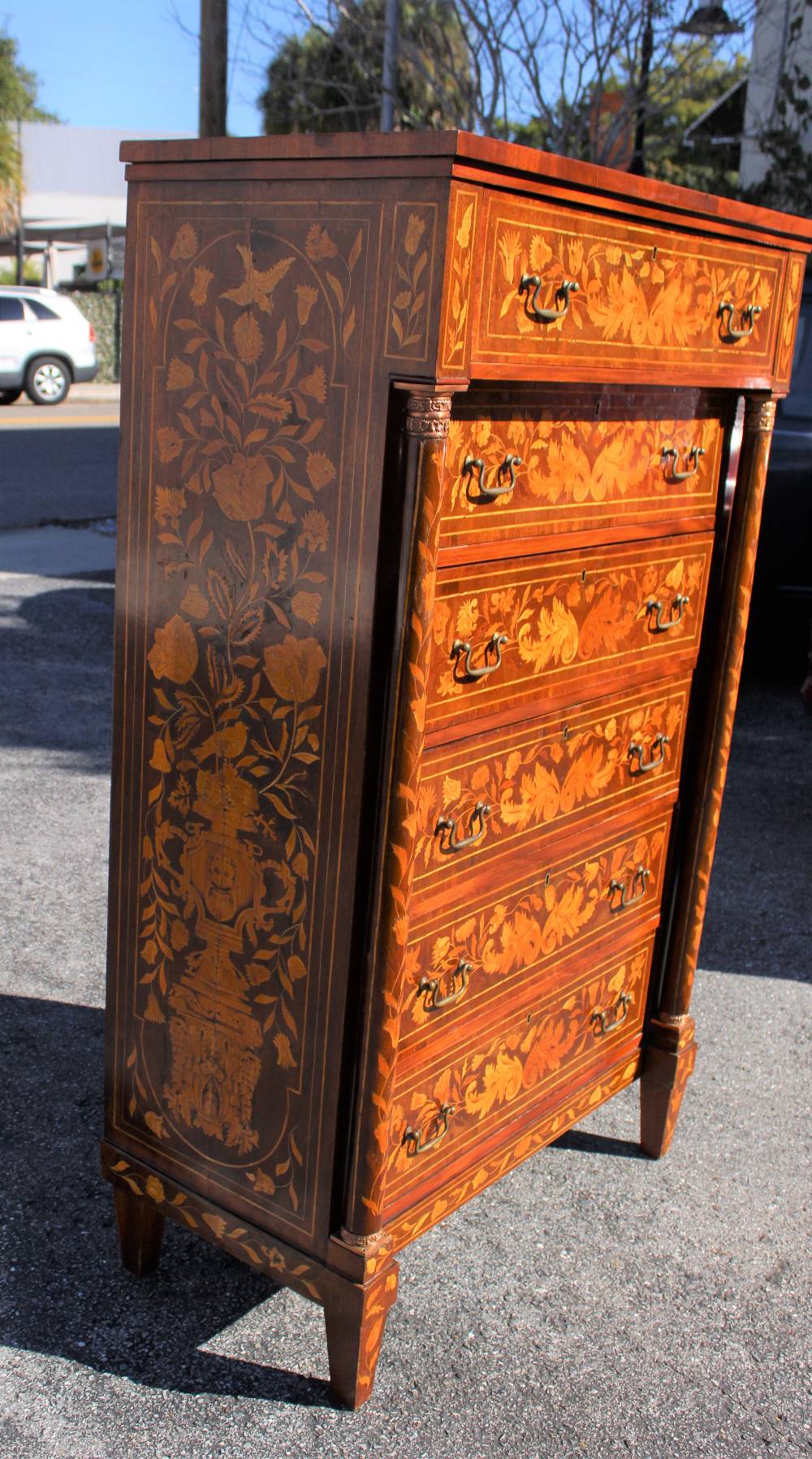 Antique Marquetry High Chest - Image 9 of 17