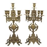 Pair of Elaborate Italian Bronze Candlesticks