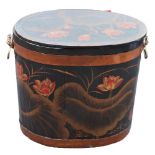 Large Japanese Polychrome Oval Lidded Trunk