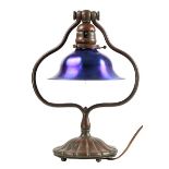 Tiffany Studios Iridescent Blue Bell Shaped Lamp