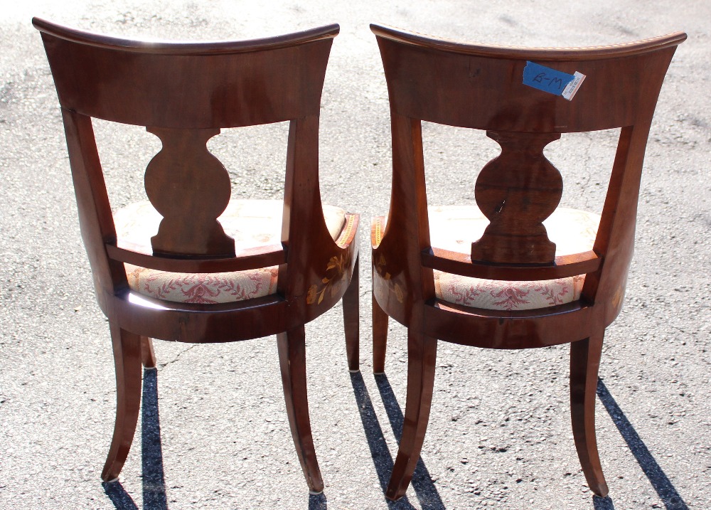 Pair of Italian Marquetry Inlaid Wooden Chairs - Image 2 of 3