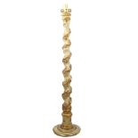 Large Italian Torchiere Style Gilt Lamp