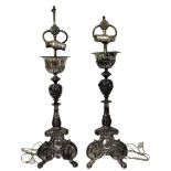 (2) Baroque Style Silver Lamps
