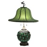 Daum Nancy France Green Glass Table Lamp