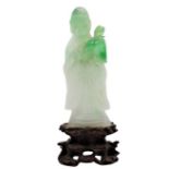 Green & White Jadeite Quanyin Figure